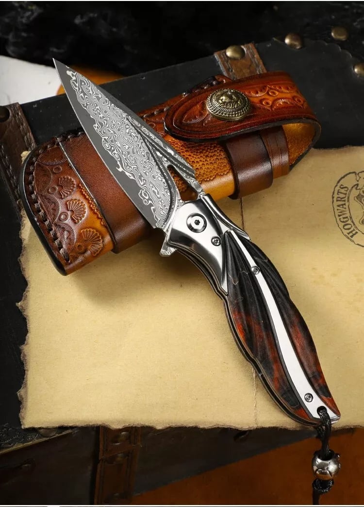 Purely Handmade VG-10 Damascus Folding Knife | EDC Camping Tool