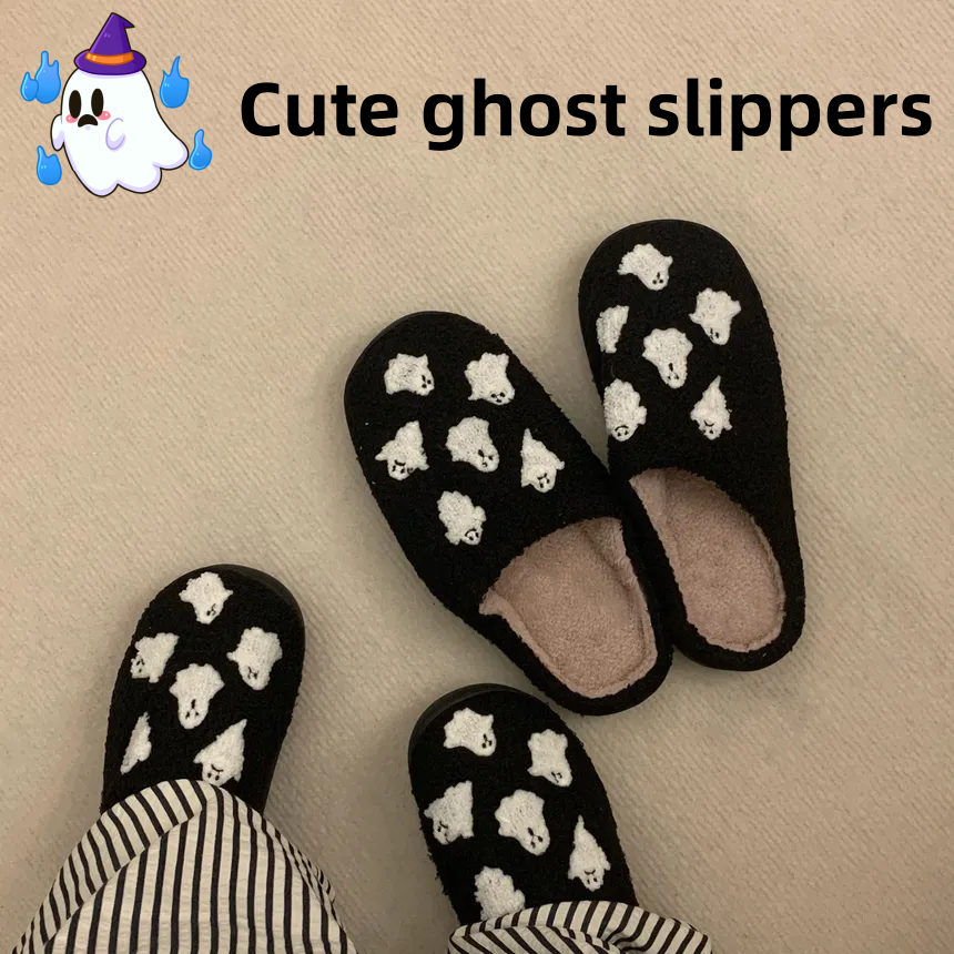 Halloween cute ghost print slippers 100% cotton