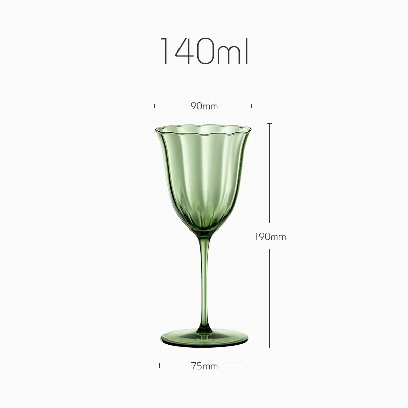 Vintage Green Flower Wine Glasses