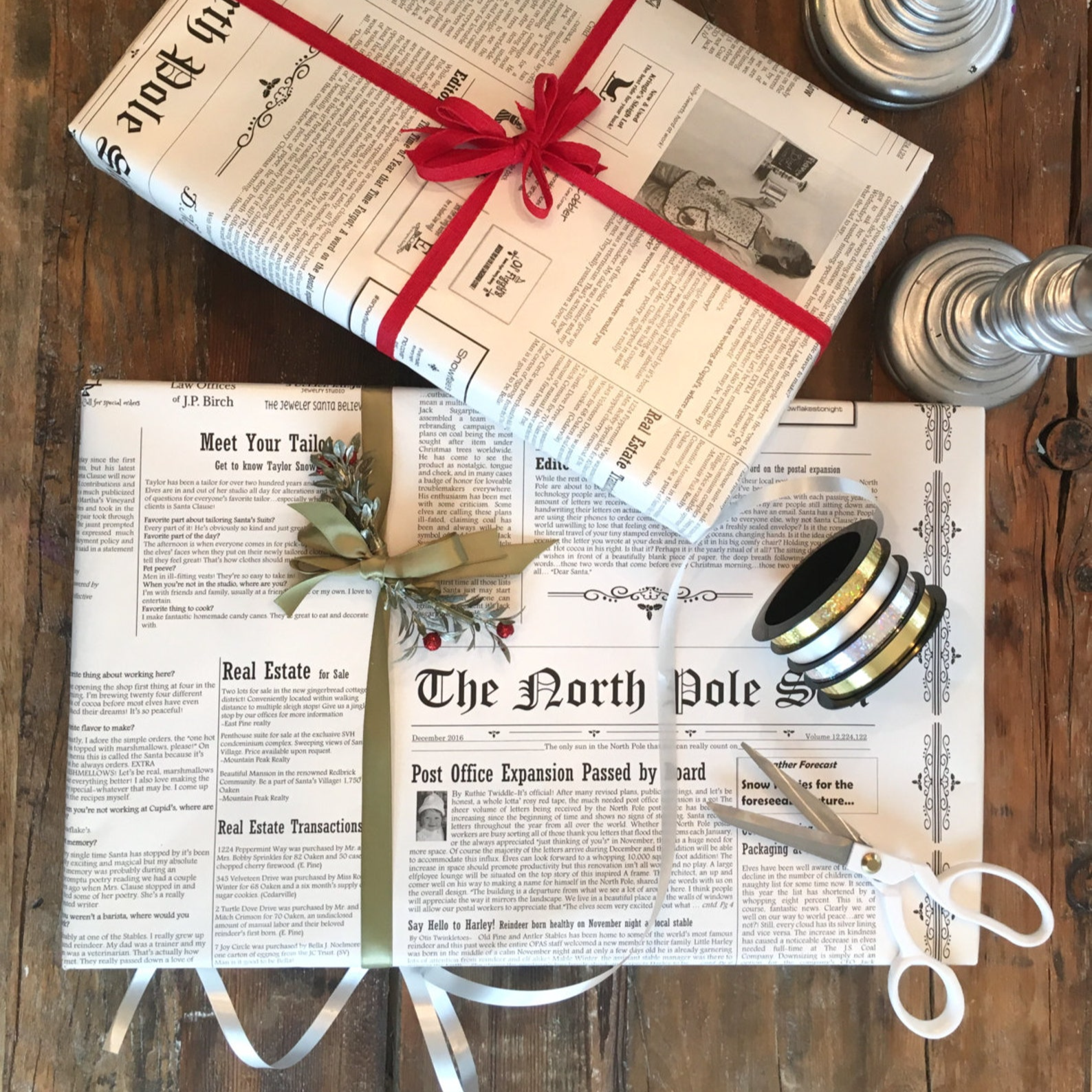 North Pole Newspaper Christmas Gift Wrap