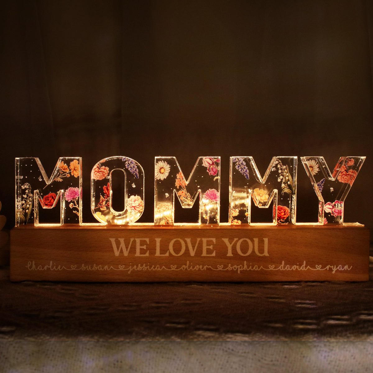(🔥Last Day Promotion 50% OFF)Flower Printed LED Night Light, Birth Month Flower, Gift For Mom