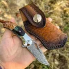 Handmade Damascus Steel Folding Knife | EDC Tactical Pocket Blade