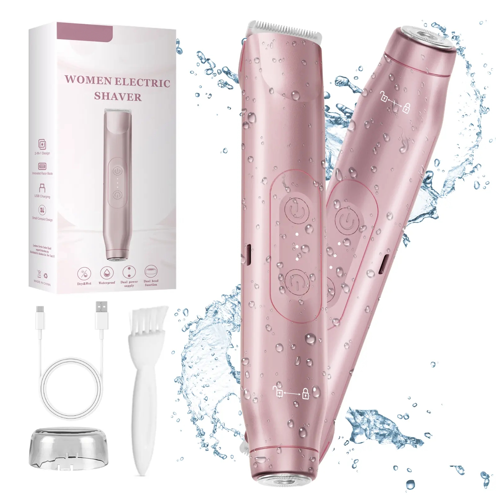 🔥Letzter Tag 50% RABATT-Bikini-Trimmer für Frauen, Elektrorasierer und Rasierer, wiederaufladbarer 2-in-1-Epilierer für Körper und Gesicht
