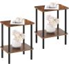 Apicizon 2 Tier End Table, Boho Side Table with Storage Shelf, Nightstand Bedside Table for Small Spaces, Bedroom, Living Room, Entryway, Farmhouse, Easy Assembly, Natural