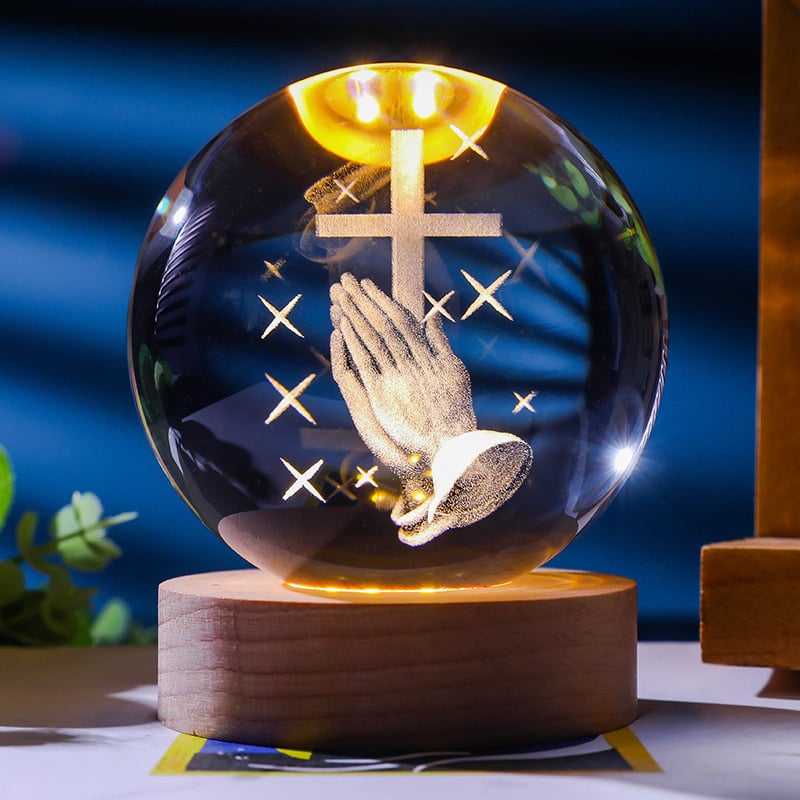 🎅Christmas Promotion 48% OFF-🎁- 3D Crystal Jesus Cross Figurine Statue Ball