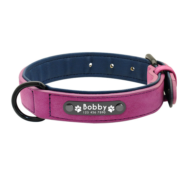 Personalized, Custom Engraved Leather Dog Collar & Leash Set