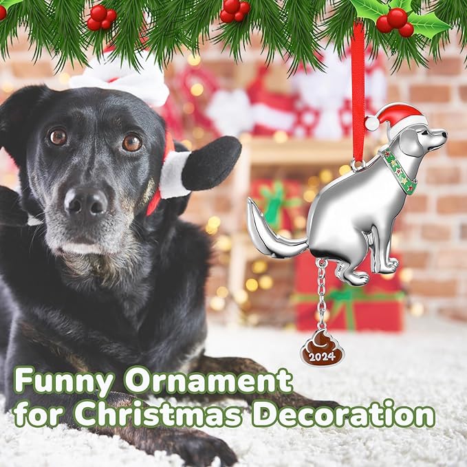 🎄🐕2024 Funny Pooping Dog Ornament for Christmas Tree Decoration