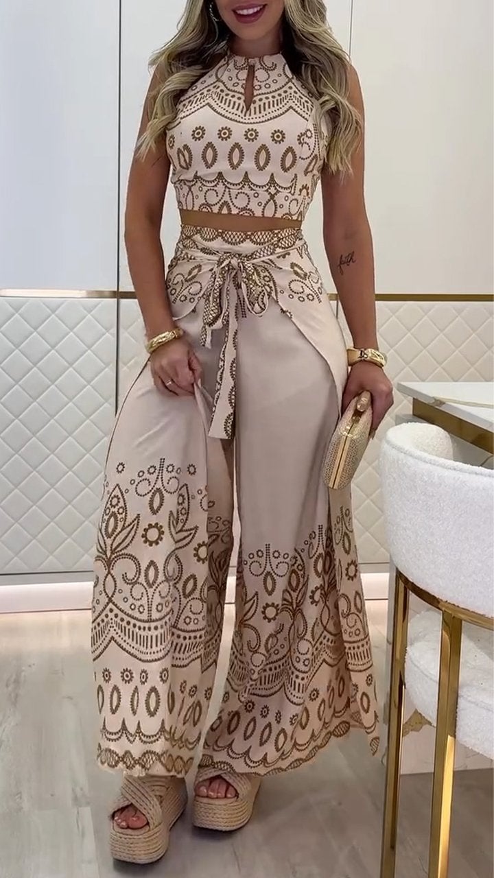 Women's Vintage Printed Holiday Casual Three-Piece Suits
