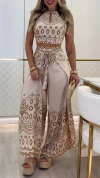 Women's Vintage Printed Holiday Casual Three-Piece Suits