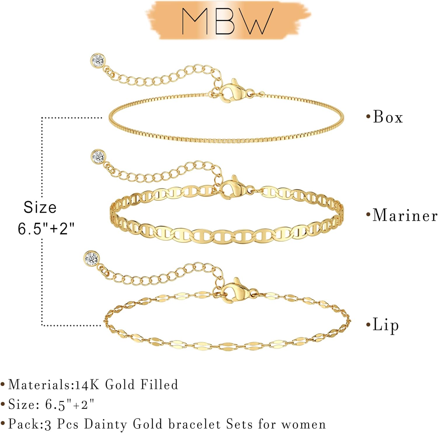 Gold Bracelets for Women, 14K Dainty Gold Plated Stackable Bracelets for Women Trendy Gold Bracelet Stack Set Waterproof Chain Bracelets Paperclip Adjustable Tennis Minimalist Tiny Cute Jewelry