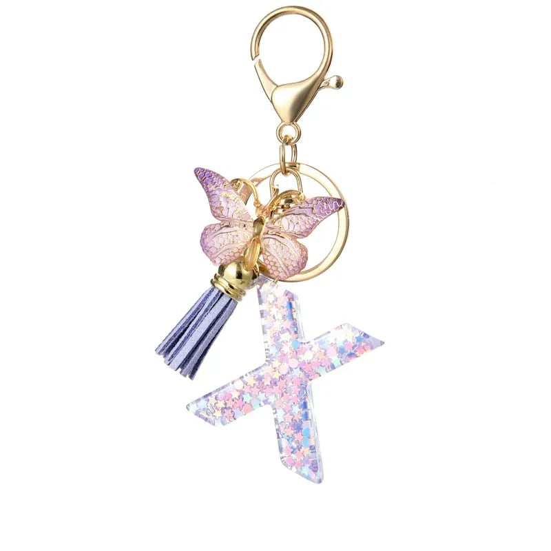 🔥Last Day 50% OFF - Butterfly Letter Keychain Tassel Design Vibrant Durable Lightweight Gift