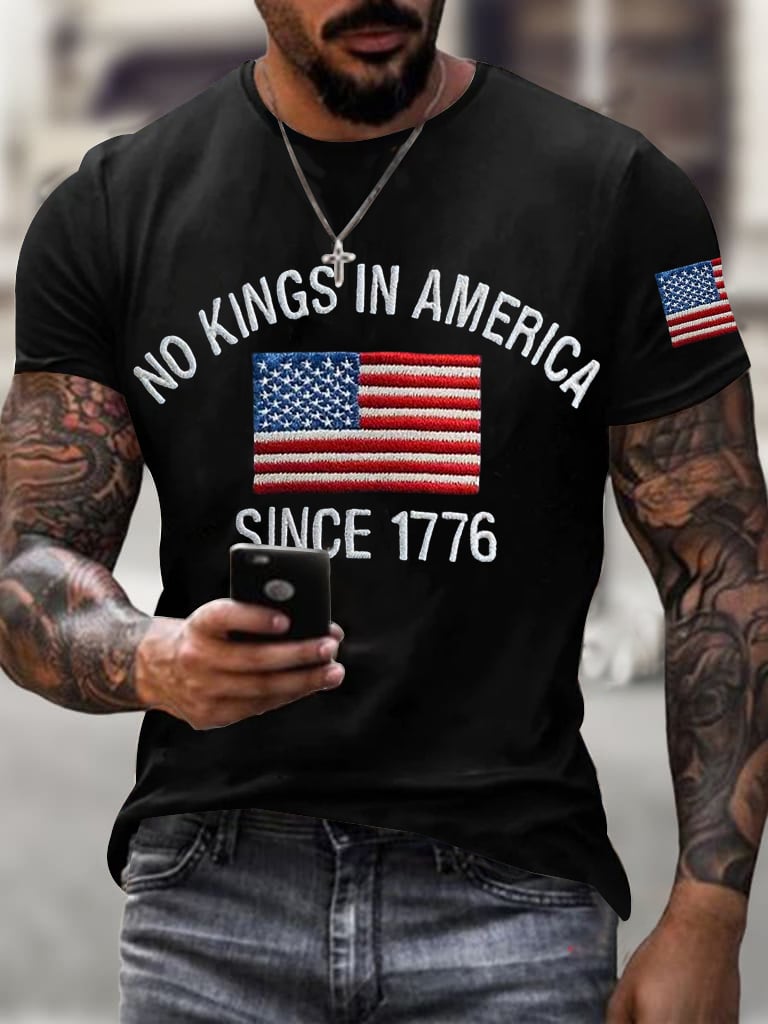Men's No Kings In America Print Casual T-shirt