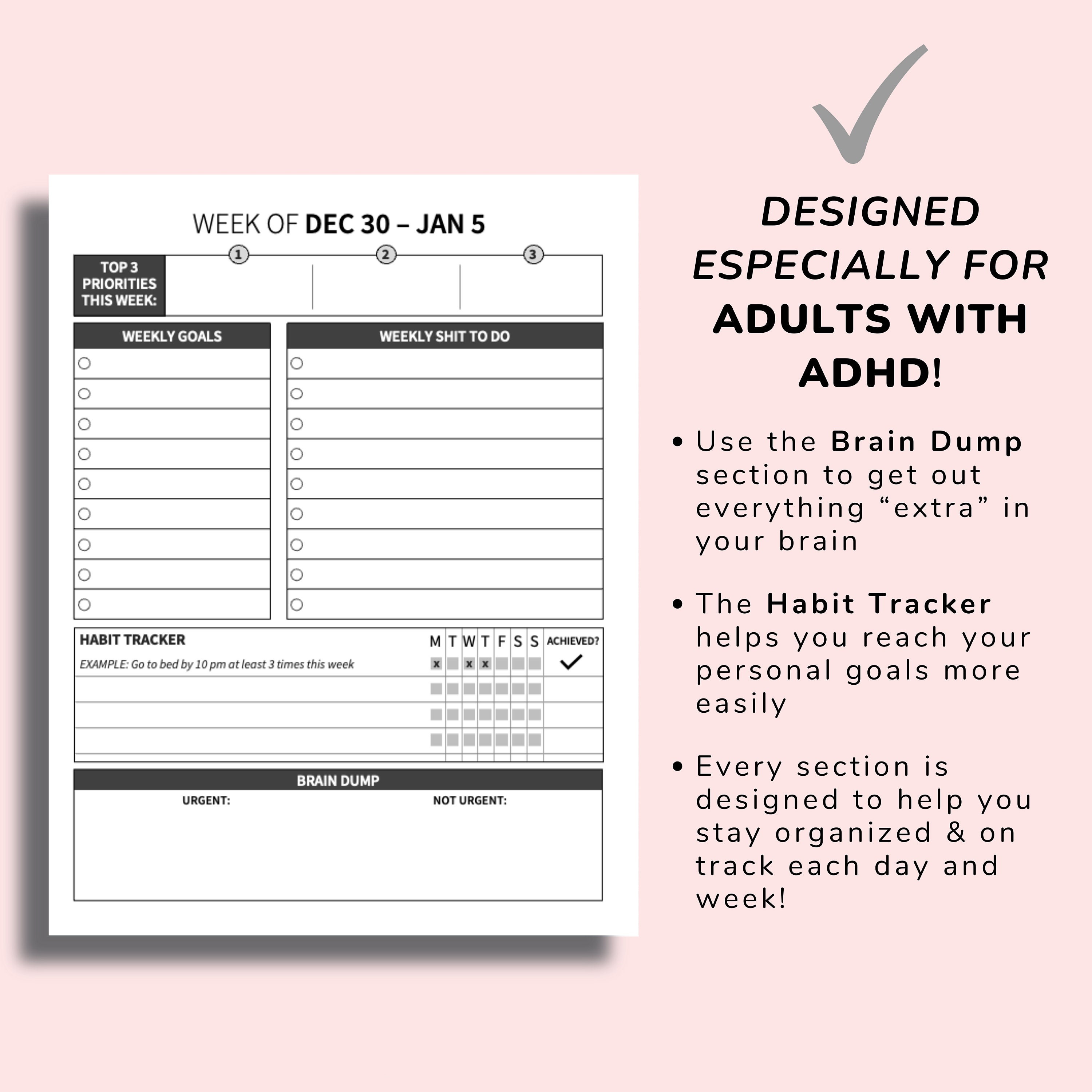 My Brain Has Too Many Tabs Open Planner | 2025 Funny Adult Daily ADHD Planner