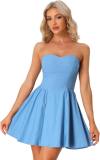 Allegra K Women's Sexy Strapless Party Dress Sweetheart Neck Off Shoulder Sleeveless Mini Dress