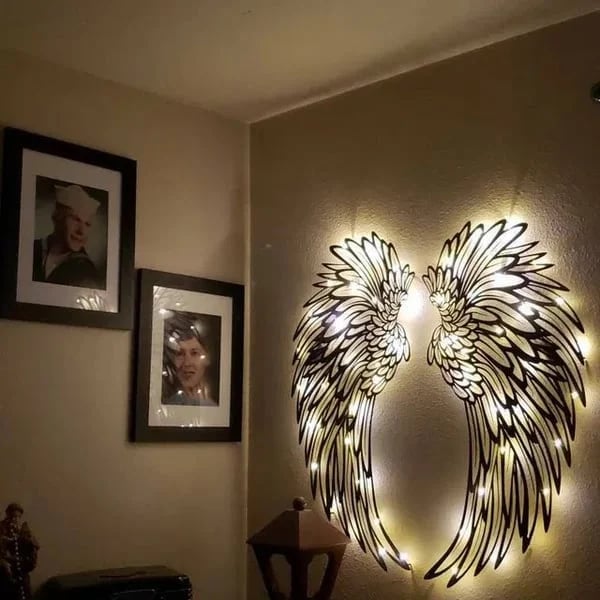 1 PAIR ANGEL WINGS METAL WALL ART WITH LED LIGHTS-🎁GIFT TO HER