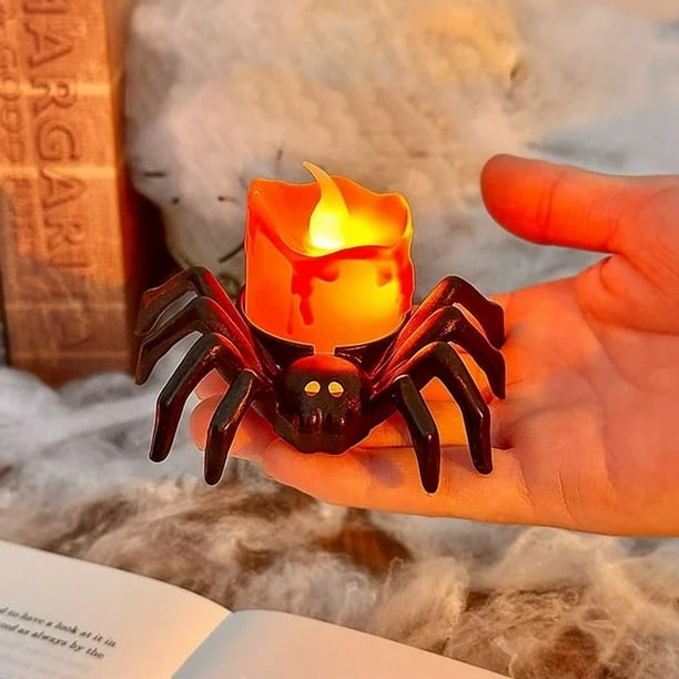💥LAST DAY SALE 50% OFF💥Halloween LED Candle Lamp with Creepy Spider Decor