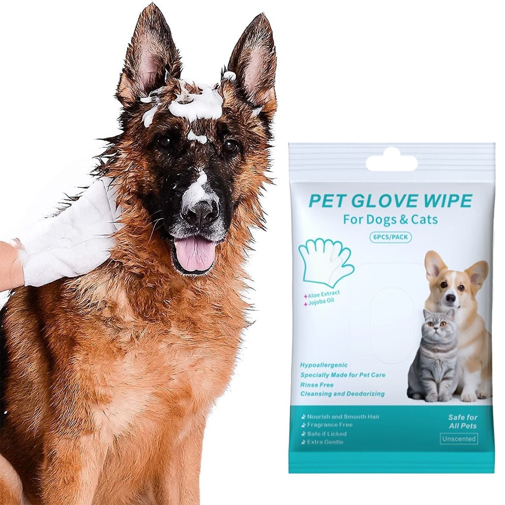 🔥Letzter Tag Verkauf 49% Rabatt🐶Wasserfreie Hundeshampoo-Handschuhe – Hypoallergene Badetücher für Haustiere, 6 Packungen