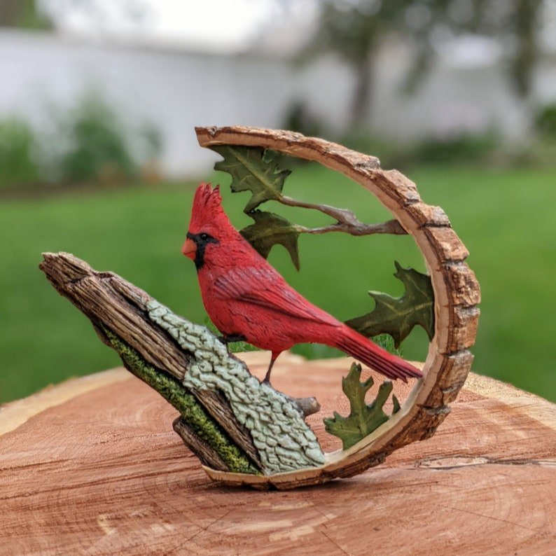 🐦️Vibrant Northern Cardinal Carving (𝐉𝐞𝐟𝐟𝐫𝐞𝐲 𝐌𝐨𝐫𝐫𝐢𝐬𝐨𝐧 𝐇𝐚𝐧𝐝𝐦𝐚𝐝𝐞®)