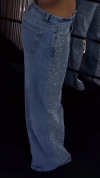 Women's Single-sided Rhinestone Wide-leg Casual Jeans