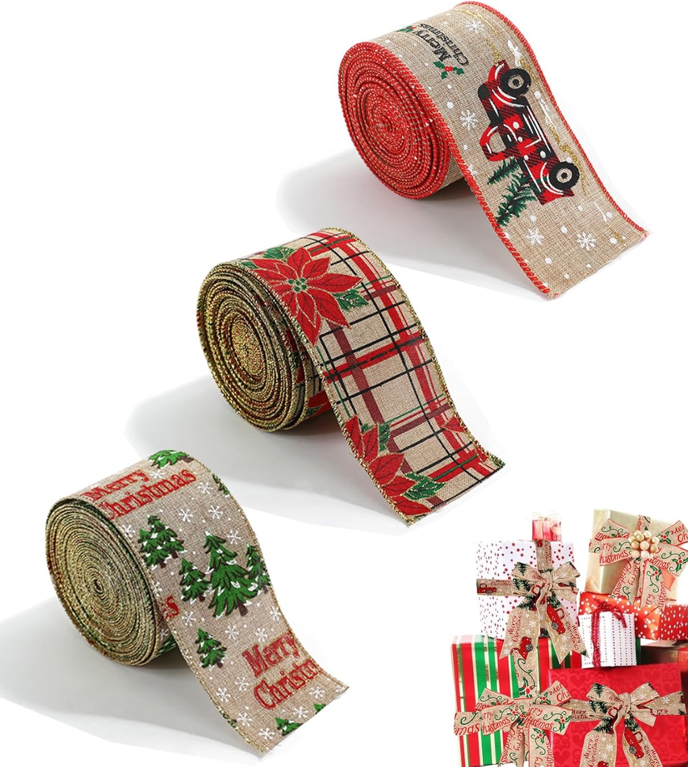 ✨Early Christmas Sale 49% OFF🎁Christmas Ribbon Decoration Of Imitation Linen Fabric