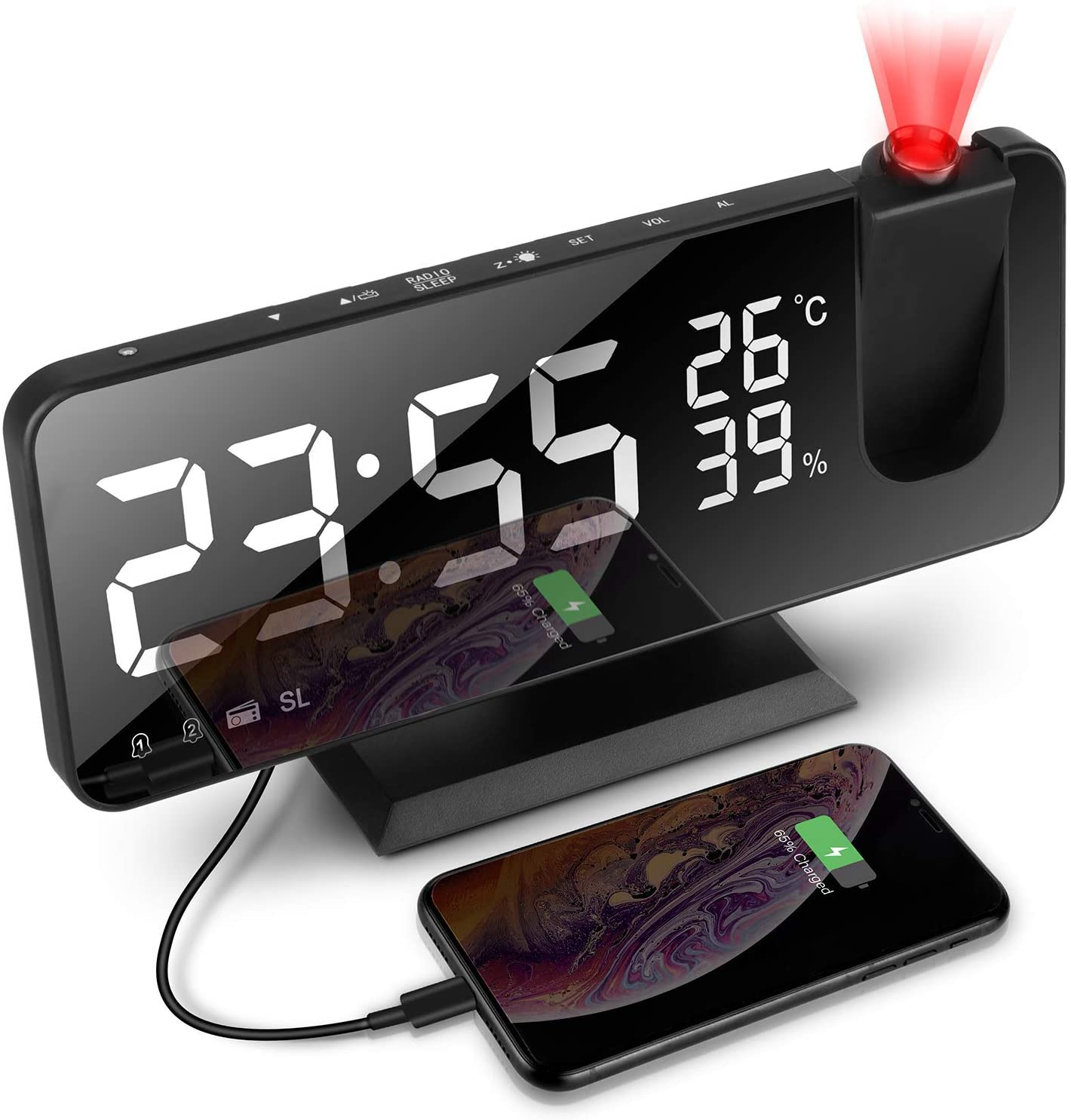 (Summer Hot Sale-40% OFF) Projection Alarm Clock-BUY 2 FREE SHIPPING