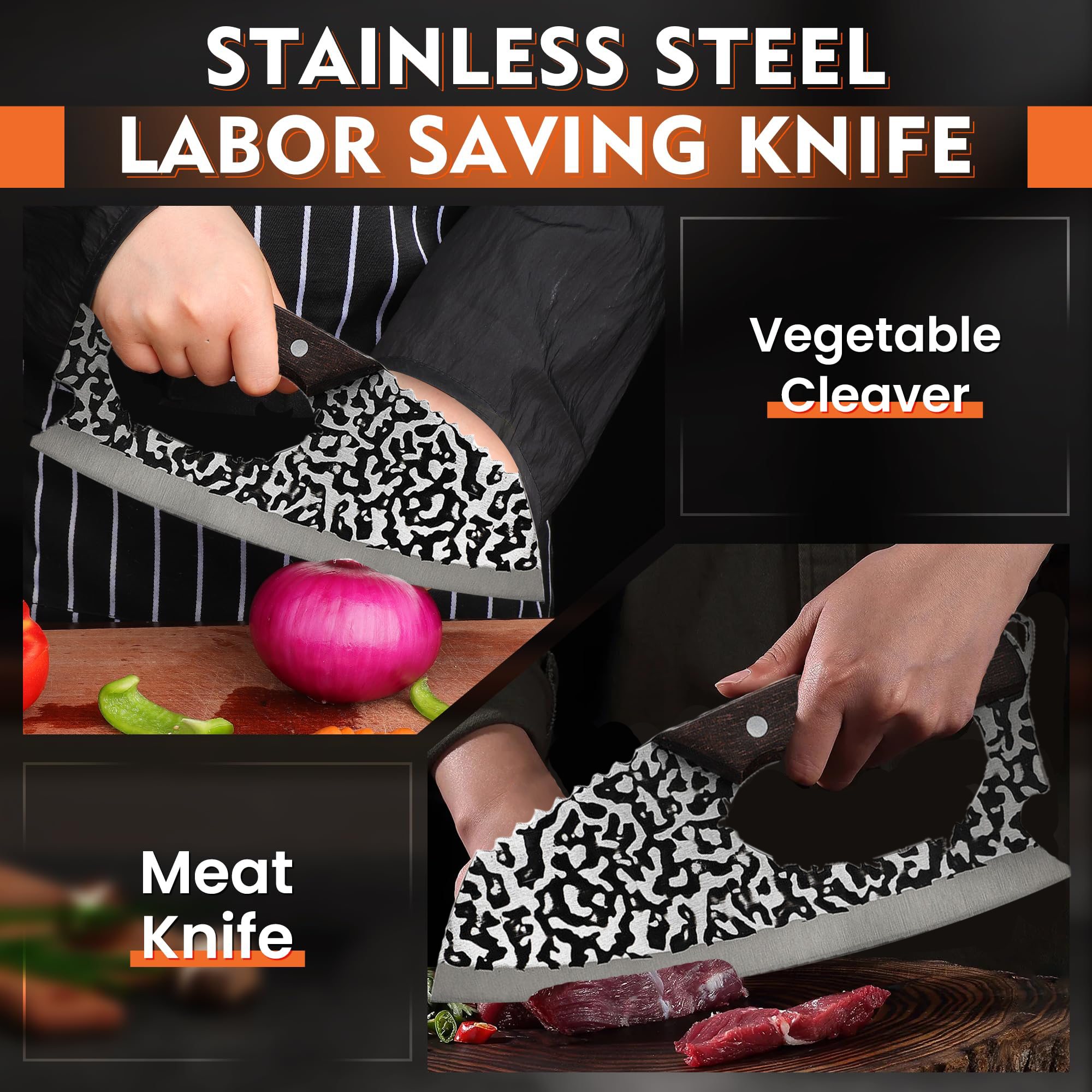 ⏰Last Sale✨3-in 1 Professional Effort Saving Hand-Forged Chef Knife