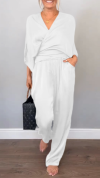 Women's V-neck Casual Comfortable Satin Suit