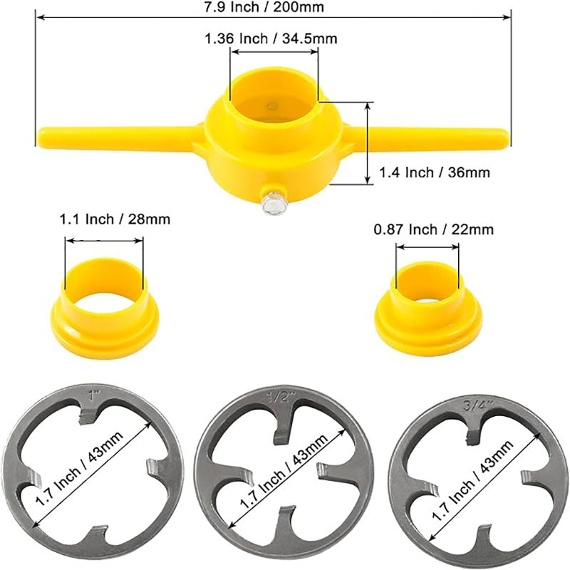 Pipe thread cutter, plastic pipe quick connector set