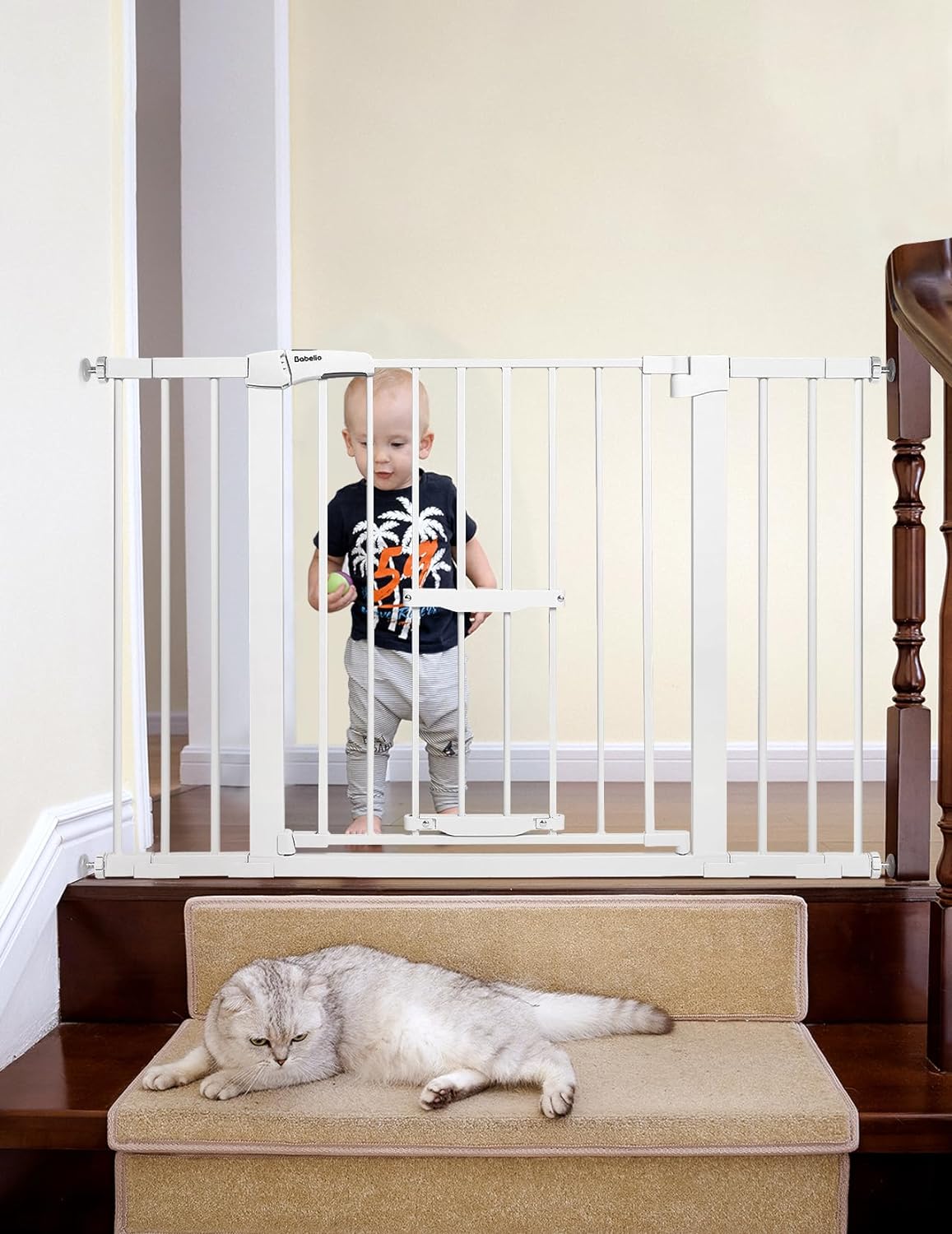 BABELIO New Version Baby Gate with Cat Door, 29.5-40