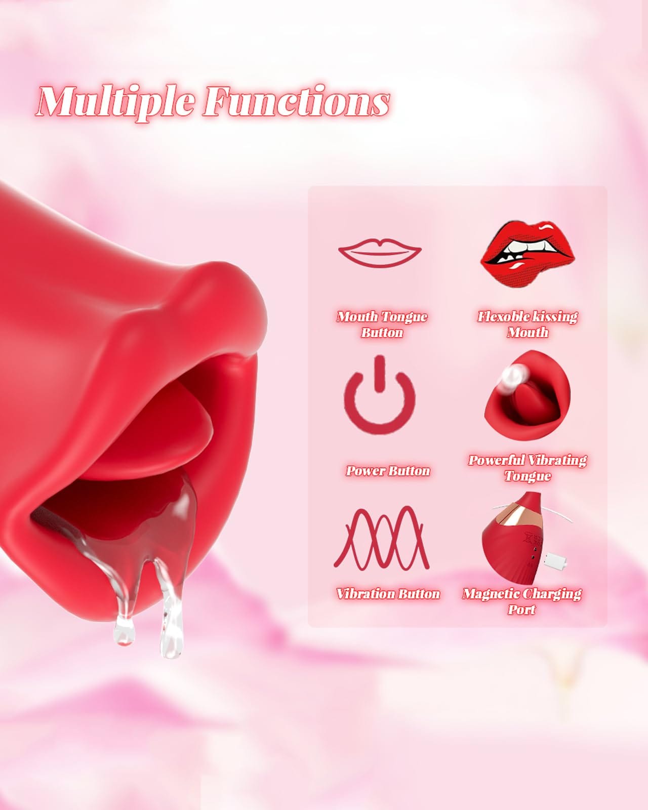 Rose Muncher Powerful Sucking Vibrator Dildo Women's Tongue Licking