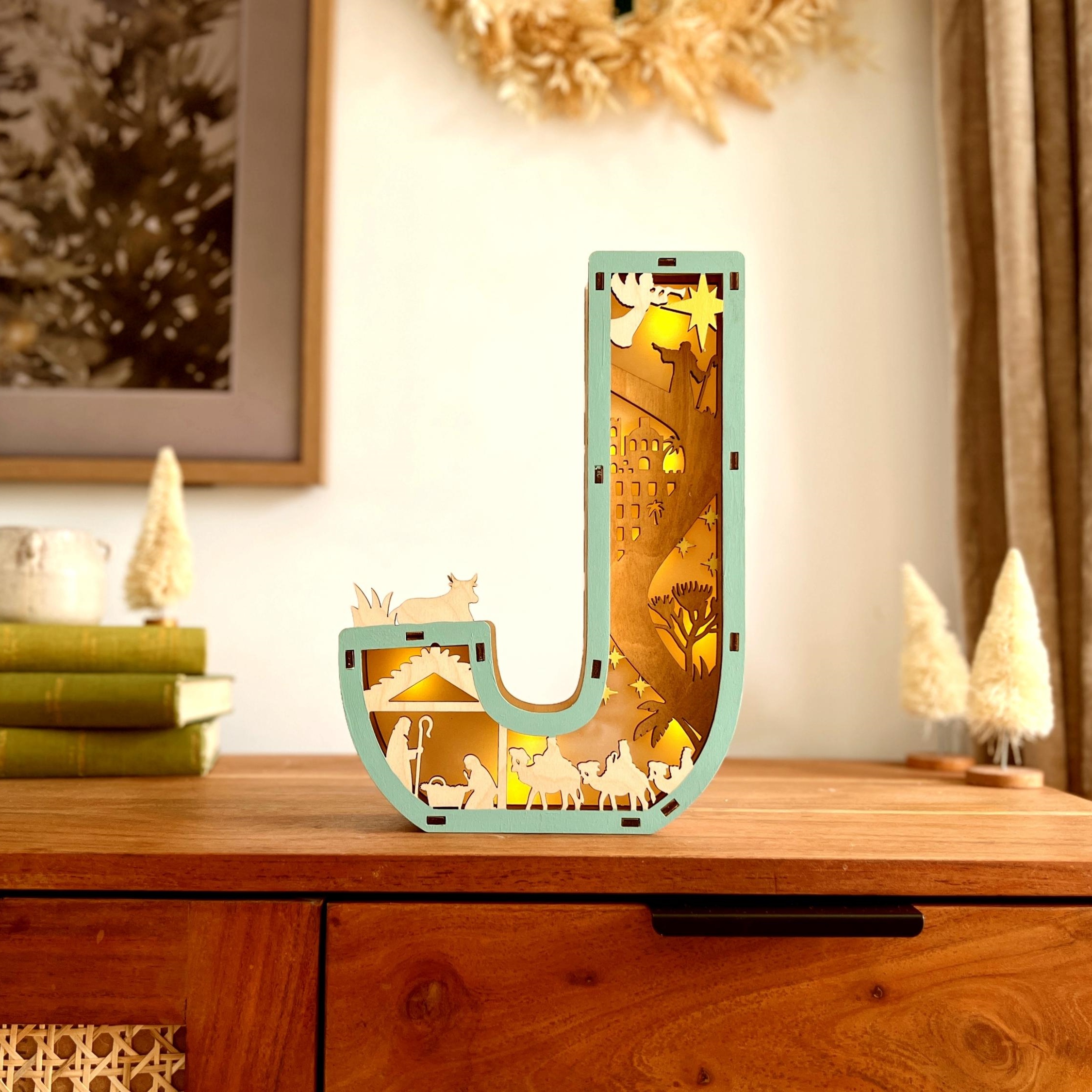 3D Nativity Monogram Ornament With Light