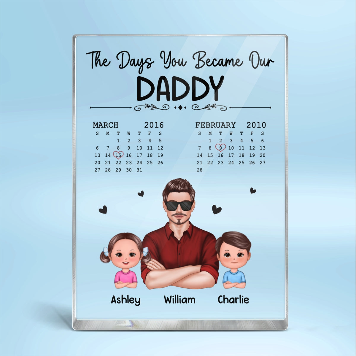 The Days You Became Our Dad Man & Doll Kids Personalized Vertical Rectangle Acrylic Block Plaque