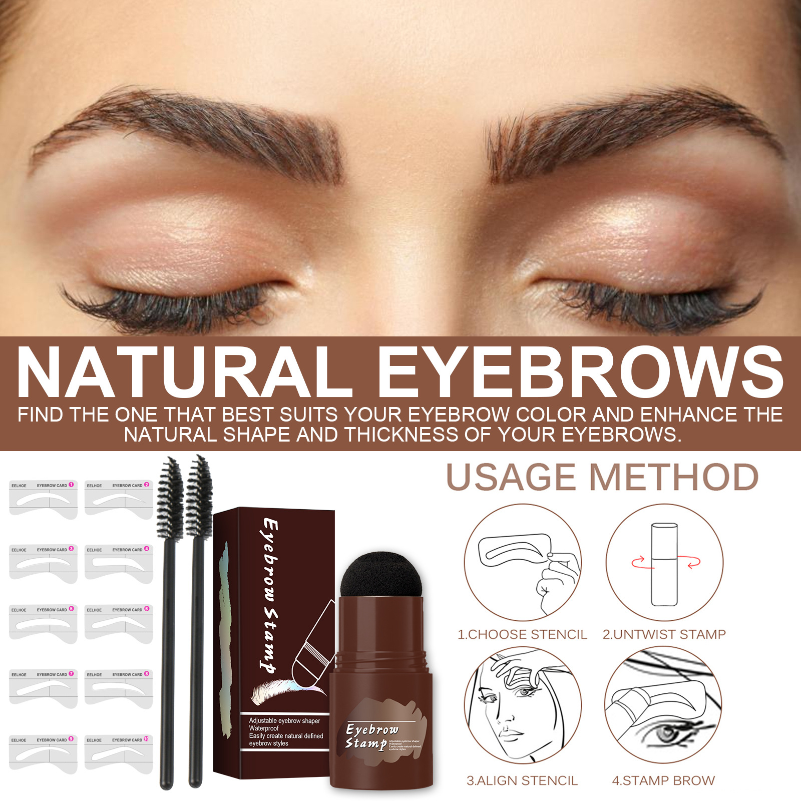 (LAST DAY SALE - 48% OFF) Perfect Brows Stencil & Stamp Kit, BUY 2 FREE SHIPPING