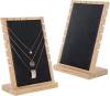 MyGift Bamboo & White Panel Jewelry/Necklace Tabletop Display Boards, Set of 2