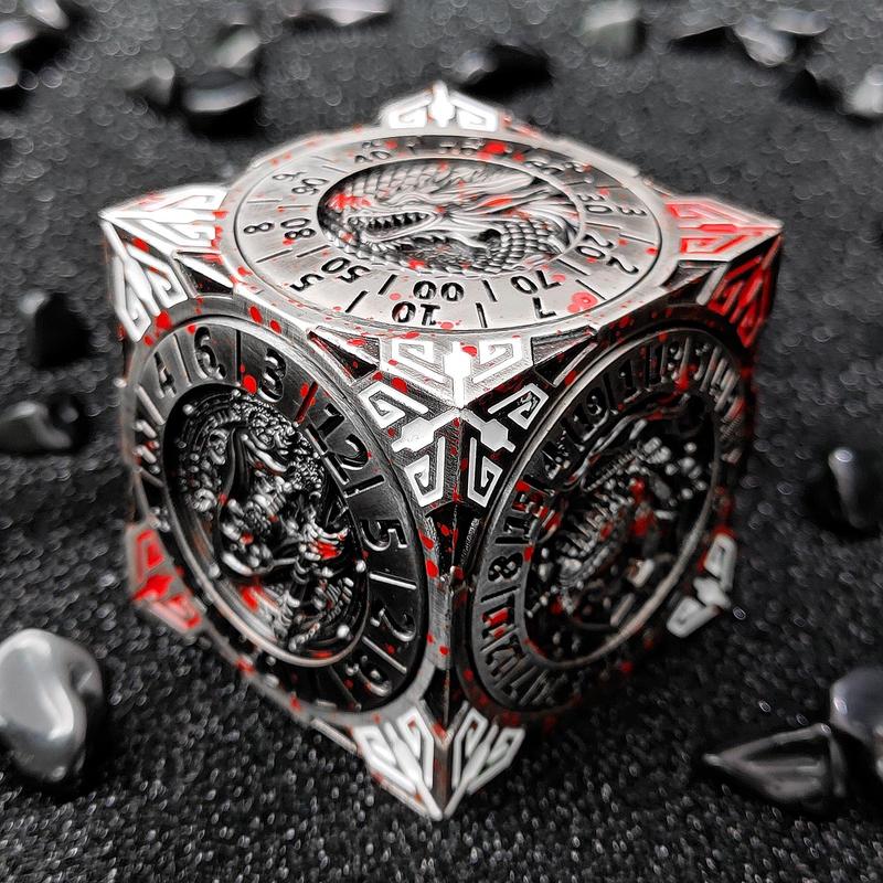 2025 New DND Fidget Spinner DICE: 7-in-1 Metal DND Dice Cube – 6-Sided Rotating Polyhedral Dice, Tabletop RPG Accessory for DMs and Player