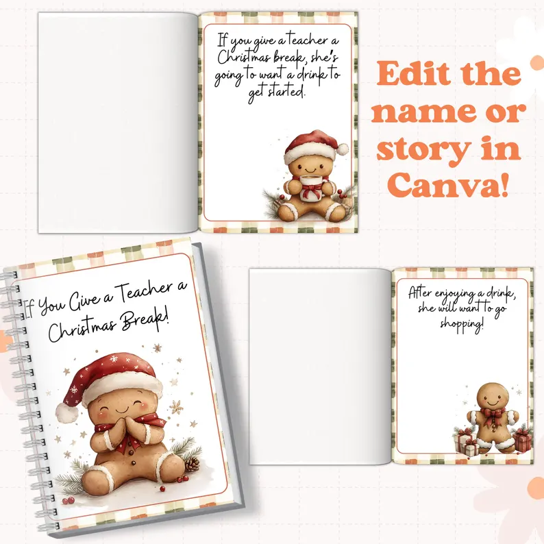 👩‍🏫Teacher Christmas Gift Card Book🍪Christmas Gingerbread Man