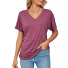 💝Summer new casual v-neck solid color loose t-shirt