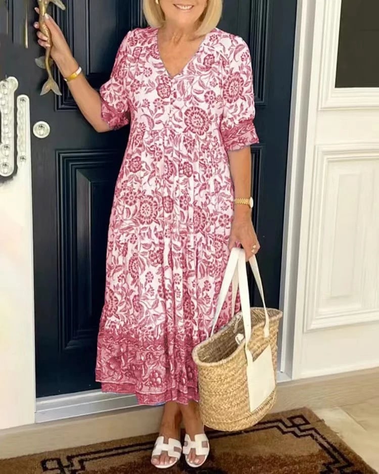 🔥Letzter Tag 49% RABATT😍Böhmisches Kleid mit V-Ausschnitt👗