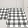 Buffalo Check Plaid Kitchen Rug Set - 2PCS (17x47 & 17x29), Farmhouse Style, Non-Printed Woven Surface, Non-Slip, Machine Washable, Black & White