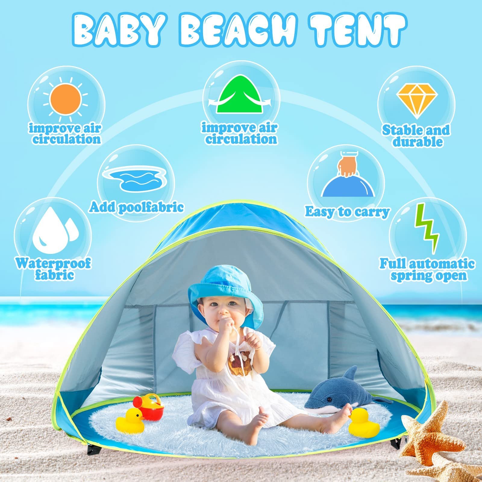 🎁TikTok Last Day Sale - 70% OFF🔥 Portable Uv-Resistant Baby Beach Tent🏖