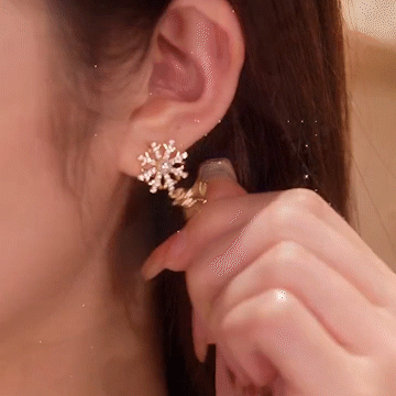 Snowflakes And Lovely Small Bell Zirconia Earrings