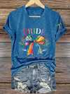 Women's Rainbow Bow Faith Club V-neck Print T-shirt Top