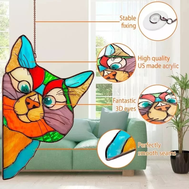 🔥Last Day Promotion 48% OFF🔥 Handmade Stain Cat Suncatcher For Window(BUY 4 GET EXTRA 20% OFF&FREE SHIPPING)