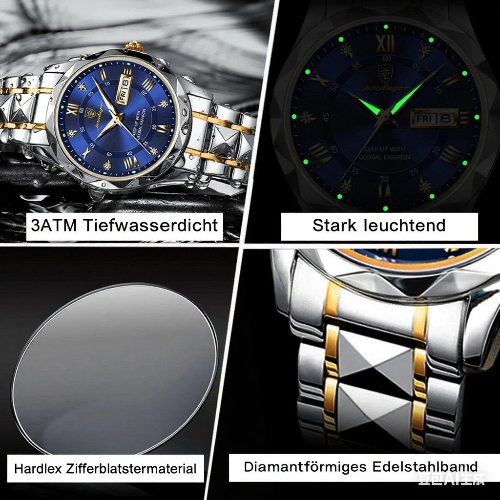 🔥Letzter Tag 50%-Wasserdichte Luxus-Armbanduhr der Top-Marke mit Leucht