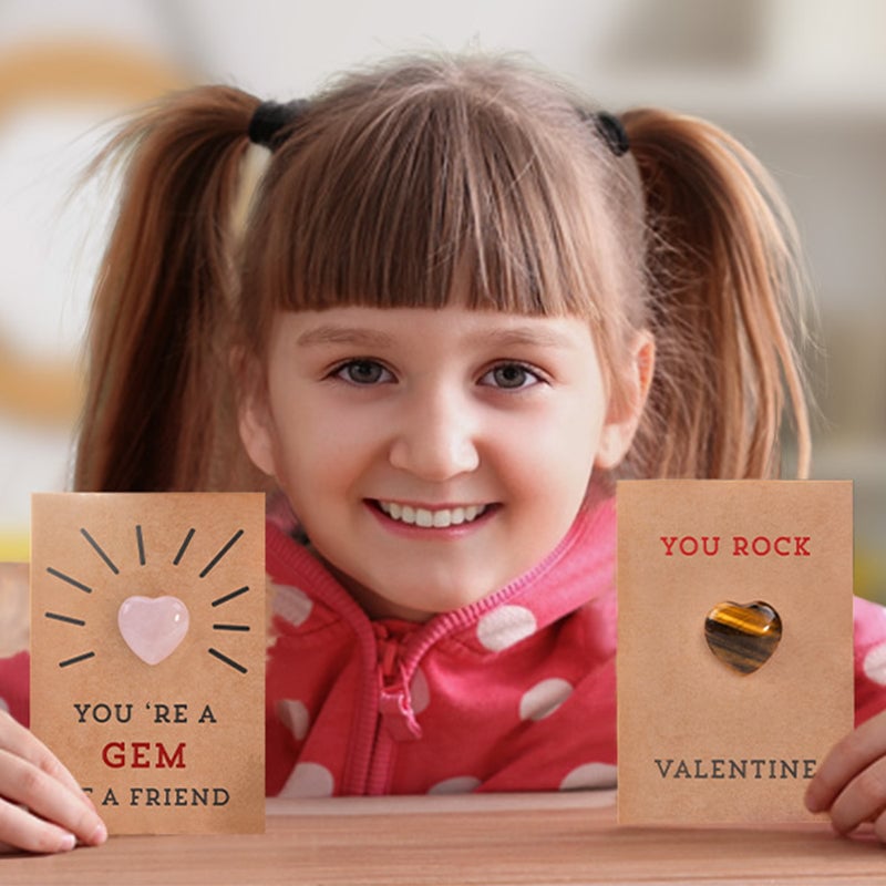 🎁24 Pack Valentines Cards with Heart-Shape Crystals