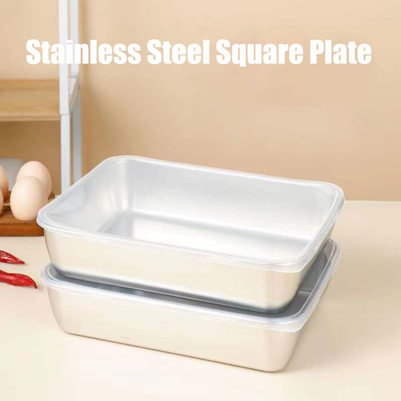 🔥Hot Sale 50% OFF🔥Stainless Steel Square Plate（With Lid）