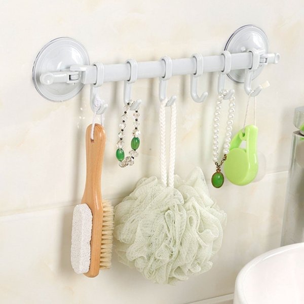 (🔥LAST DAY PROMOTION - SAVE 50% OFF) Adjustable 6 Hooks Double Suction Cup Hanging Shelves