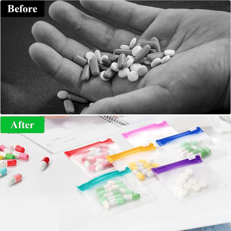 ⏰LAST DAY SALE 50% OFF💥7 Pack Moisture-Proof Clear Pill Zipper Bags with Slide Lock