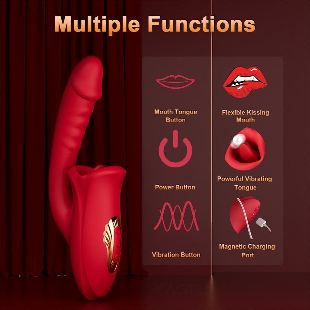 Rose Muncher Mouth Shaped Lip Biting Vibrator With G Spot Vibrator