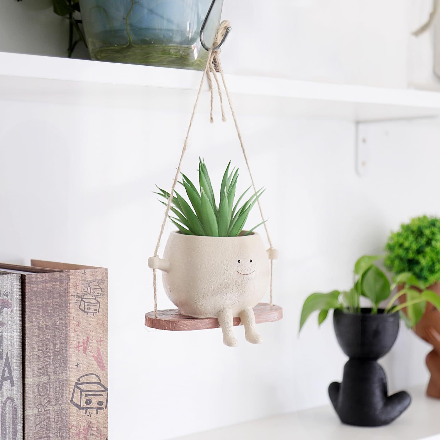 🌼 Swing Smile Face Hanging Flower Head Planters Pot